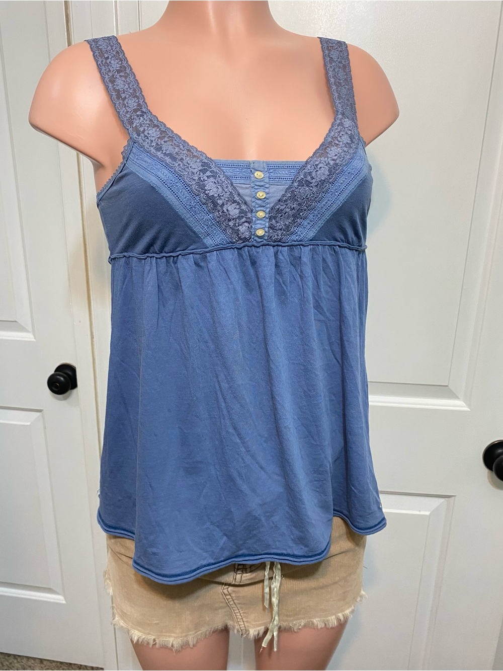 Y2k Vintage Hollister blue Lacey babydoll tank top